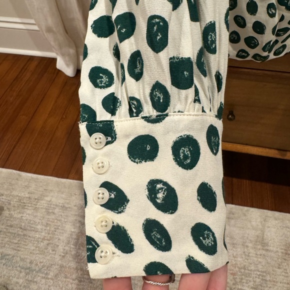 Reformation polka dot blouse green - Picture 3 of 6